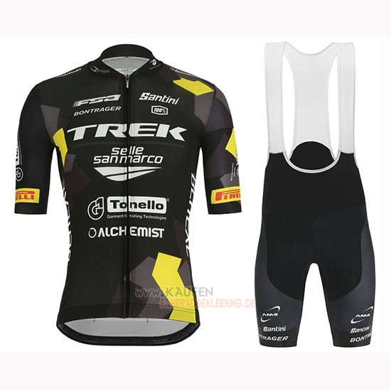 Trek Selle San Marco Kurzarmtrikot 2019 und Kurze Tragerhose Shwarz Gelb